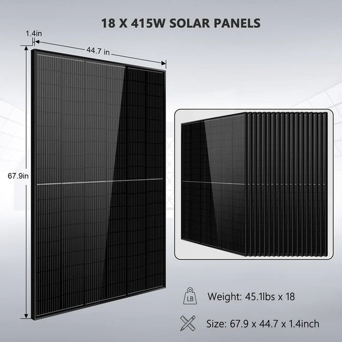 Sungold Power Off-Grid Solar Kit 12000W 48VDC 120V/240V LifePo4 20.48KWH Lithium Battery 12 X 415 Watts Solar Panels SGR-12K20E