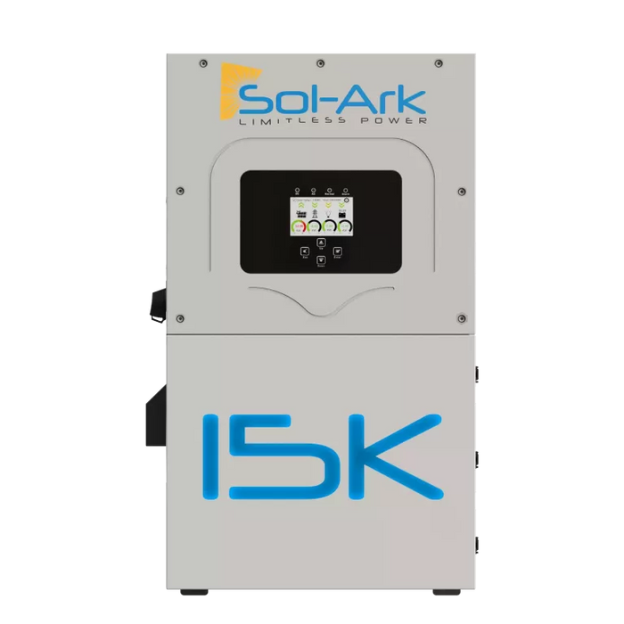 Sol-Ark 15K 120/240V Output Hybrid Inverter | ETHOS 48V 15.4KWH Stackable Battery (3 Module) | 24 x 410W Rigid Mono Solar Panels | Complete Off-Grid kit