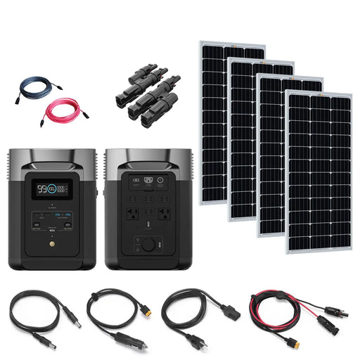 EcoFlow DELTA 2 1.8kW / 1,024wH Portable Power Station | 4 x 100W 12V Rigid Mono Solar Panels | Total Solar Kit.   At  Generation Eco Store