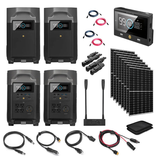 Total Off-Grid Solar Kit - 7.2kW 120/240V Output with14.4kWh Lithium Battery Bank + 8 x 335W Solar Panels | EcoFlow DELTA Pro.   At  Generation Eco Store