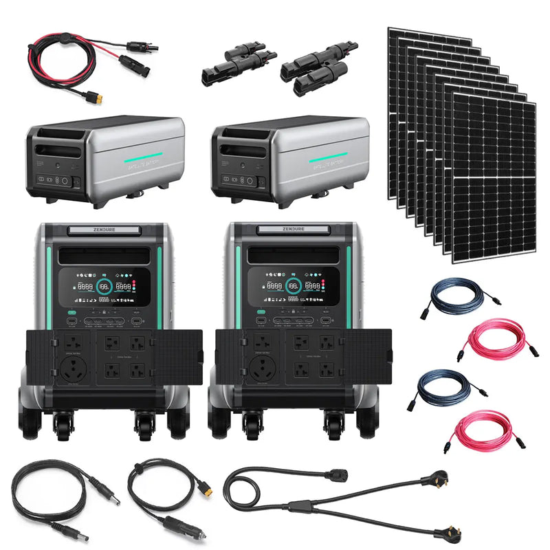 Zendure SuperBase V6400 7200W 120V/240V Portable Power Station Kit | 25.6kWh Lithium Battery Bank | 8 x 335W Solar Panels (2,680W).   At  Generation Eco Store