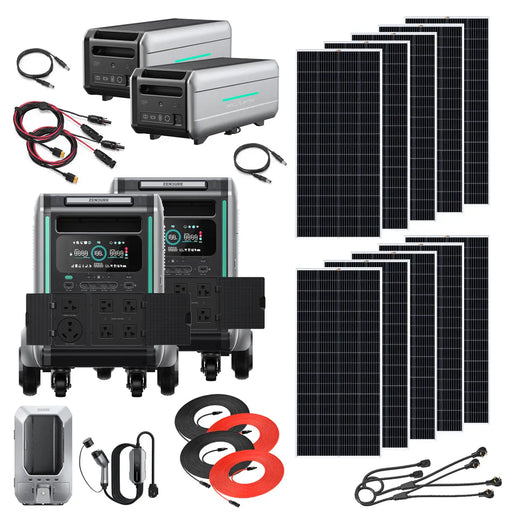 Zendure SuperBase V6400 7,200W 120/240V Portable Power Station Kit | 25.6kWh Lithium Battery Bank| 8 x 200 Watts Rigid Solar Panels.   At  Generation Eco Store