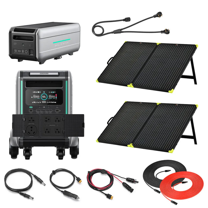 Zendure SuperBase V6400 3,600W 120/240V Power Station Kit | 12.8kWh Battery Storage | 400W - 1600W 12V Folding Mono Solar Panels.   At  Generation Eco Store