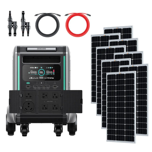 Zendure SuperBase V6400 3,600W 120/240V Power Station Kit | 6.4kWh Battery Storage | 400W - 800W 12V Rigid Mono Solar Panels.  8-x-100W-Rigid-Mono-Solar-Panel At  Generation Eco Store