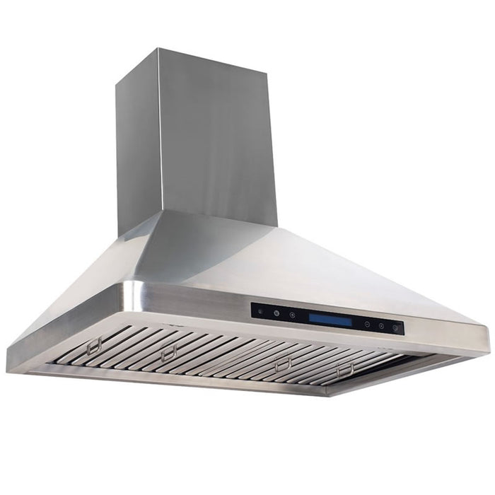 Verona VEHOOD36CH 36" Chimney Range Hood with Remote Control, LED Lighting, Delayed Power Off, 900 CFM Blower, Baffle Filters, 4 Fan Speeds, Rounded Seamless Edges, and 304 Stainless Steel