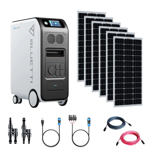 Bluetti EP500 PRO 5,100Wh/3,000W Portable Power Kit | 6 x 200 Watt 12V Rigid Mono Solar Panels | Complete Solar Kit.   At  Generation Eco Store