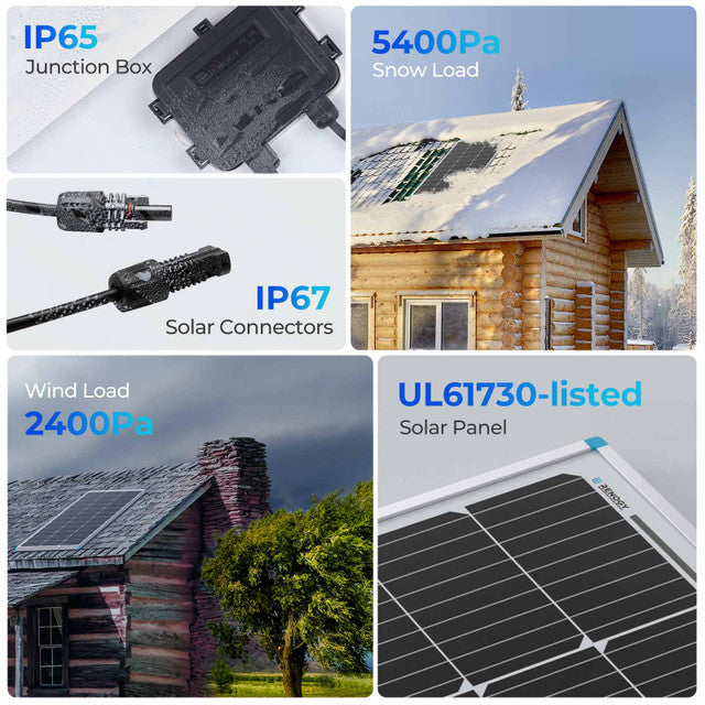 Renogy 100W 12V Monocrystalline Solar Starter Kit w/Wanderer 30A Charge Controller