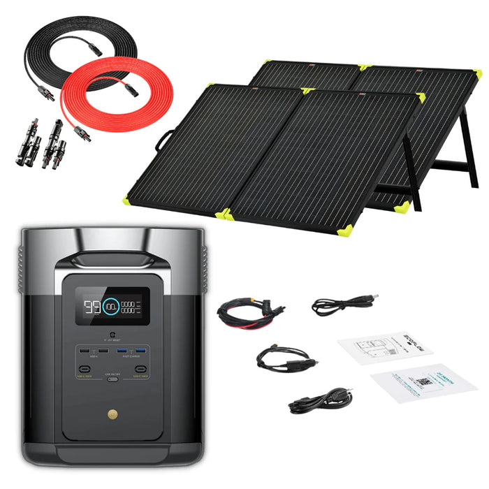 EcoFlow DELTA Max 2016Wh 2400W Portable Power Station | 100W Portable Mono Solar Panels