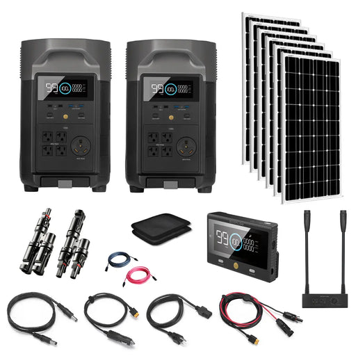 Total EcoFlow DELTA Pro  Solar Kit - 7.2kW 120/240V Output / 7,2kWh Lithium Battery Bank + 6 x 200W 12V Mono Solar Panels.   At  Generation Eco Store