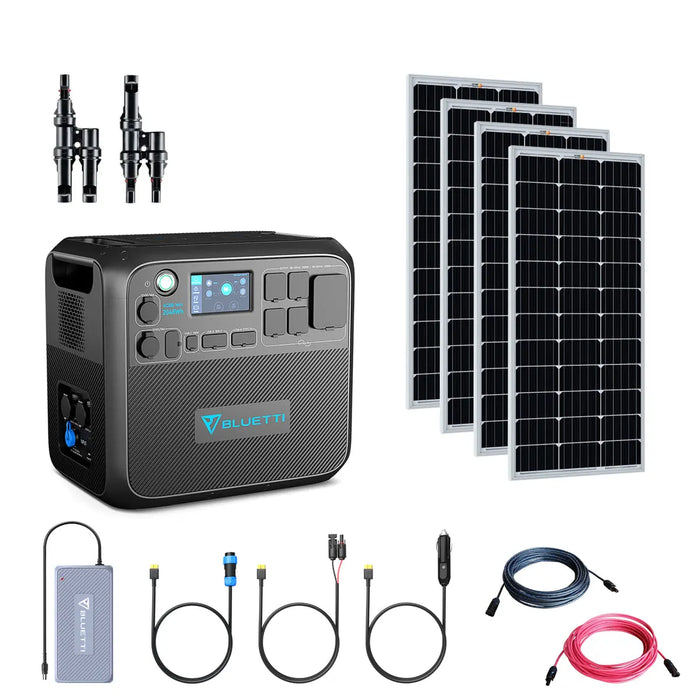 Bluetti AC200 Max 2200W Solar Generator Kit | 100W-200W Mono Solar Panels | 2,048Wh Complete Solar Kit.   At  Generation Eco Store