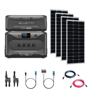 Bluetti Apex 300 5,400Wh 3,800W Portable Power Kit | 200 Watt 12V Rigid Mono Solar Panels | Complete Solar Kit