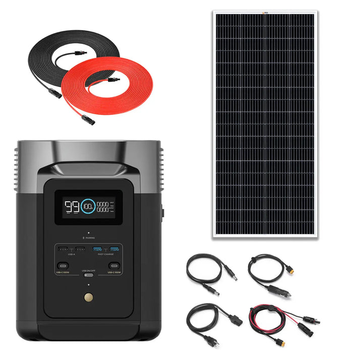 EcoFlow DELTA 2 1024Wh 1.8kW Solar Generator | 200W Rigid Mono Solar Panels.   At  Generation Eco Store