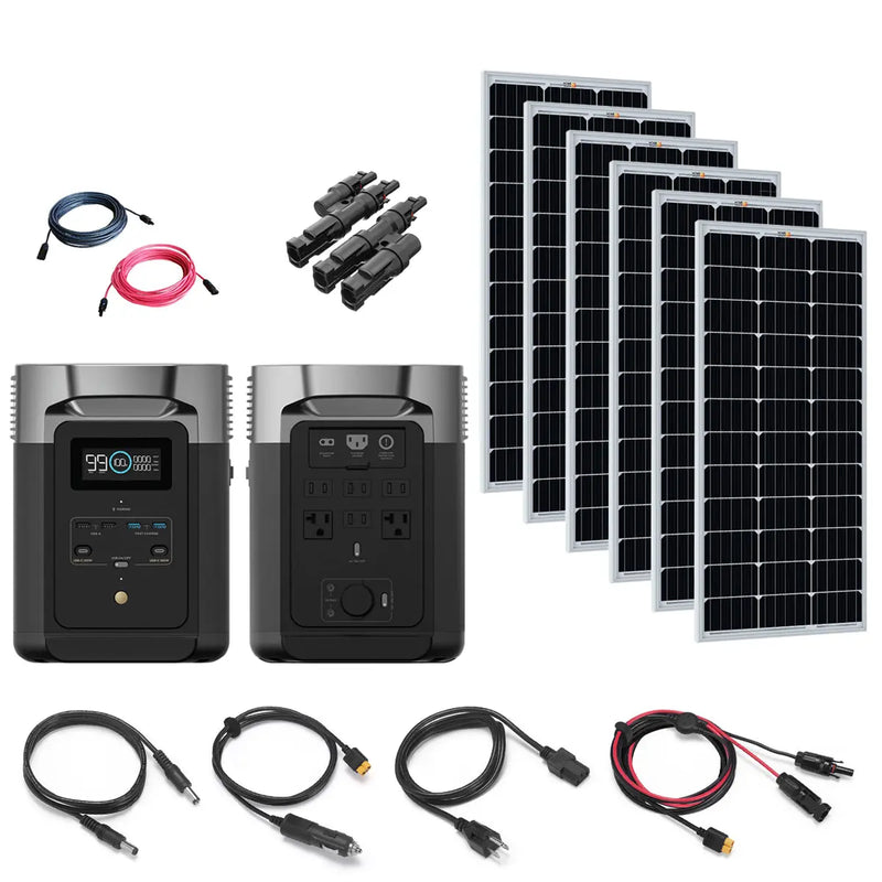 EcoFlow DELTA Max 2,400W 2,016Wh Portable Power Station | 6 x 100W Rigid Mono Solar Panels | Total Solar Kit.   At  Generation Eco Store