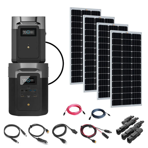 EcoFlow DELTA Max 4,000Wh Power Station | 4 x 200 Watt 12V Mono Solar Panels | Total Solar Kit.   At  Generation Eco Store