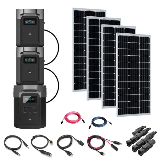 EcoFlow DELTA Max 6,000Wh Power Station | 4 x 200 Watt 12V Mono Solar Panels | Total Solar Kit.   At  Generation Eco Store