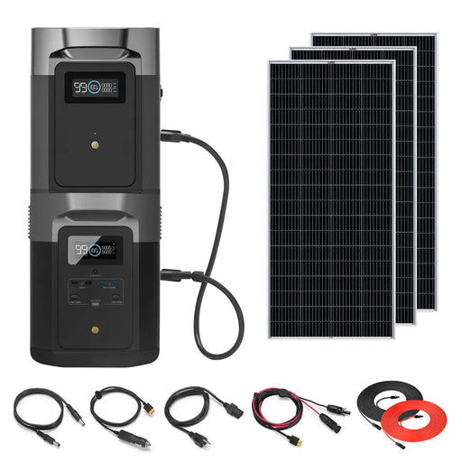 EcoFlow DELTA Max + Extra Battery 4032Wh 2400W Power Station | 200W Rigid Mono Solar Panels.   At  Generation Eco Store