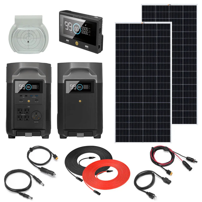 EcoFlow DELTA Pro car battery charging solar panel setup