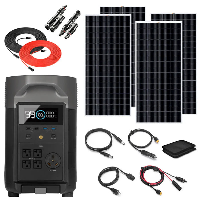 EcoFlow DELTA Pro 3.6kWh 3.6kW Solar Generator + 4 x 200W Rigid Solar Panels Kit.   At  Generation Eco Store