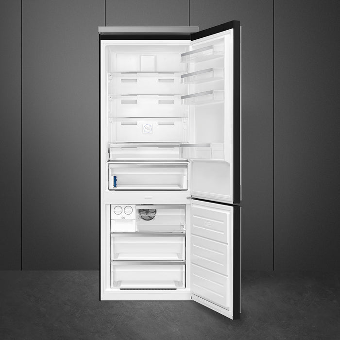 Smeg FA490URBL 28" Black Counter Depth Bottom Freezer Refrigerator