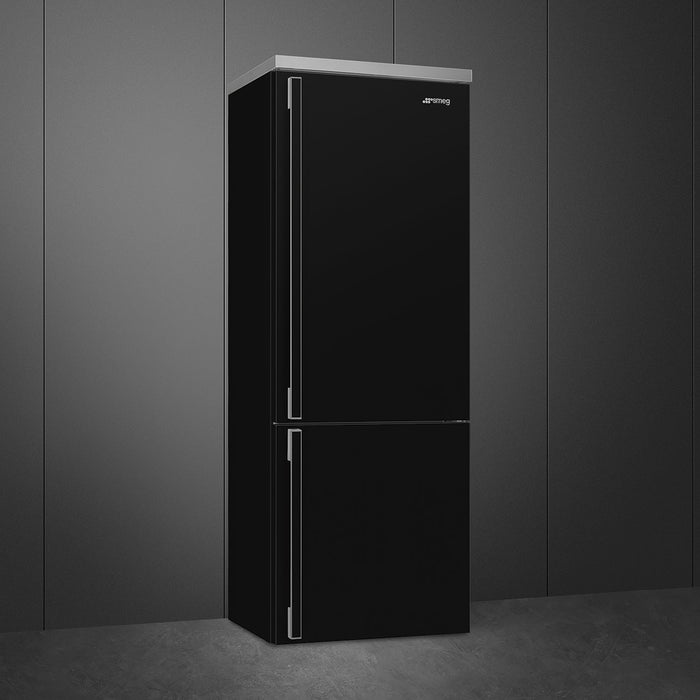 Smeg FA490URBL 28" Black Counter Depth Bottom Freezer Refrigerator