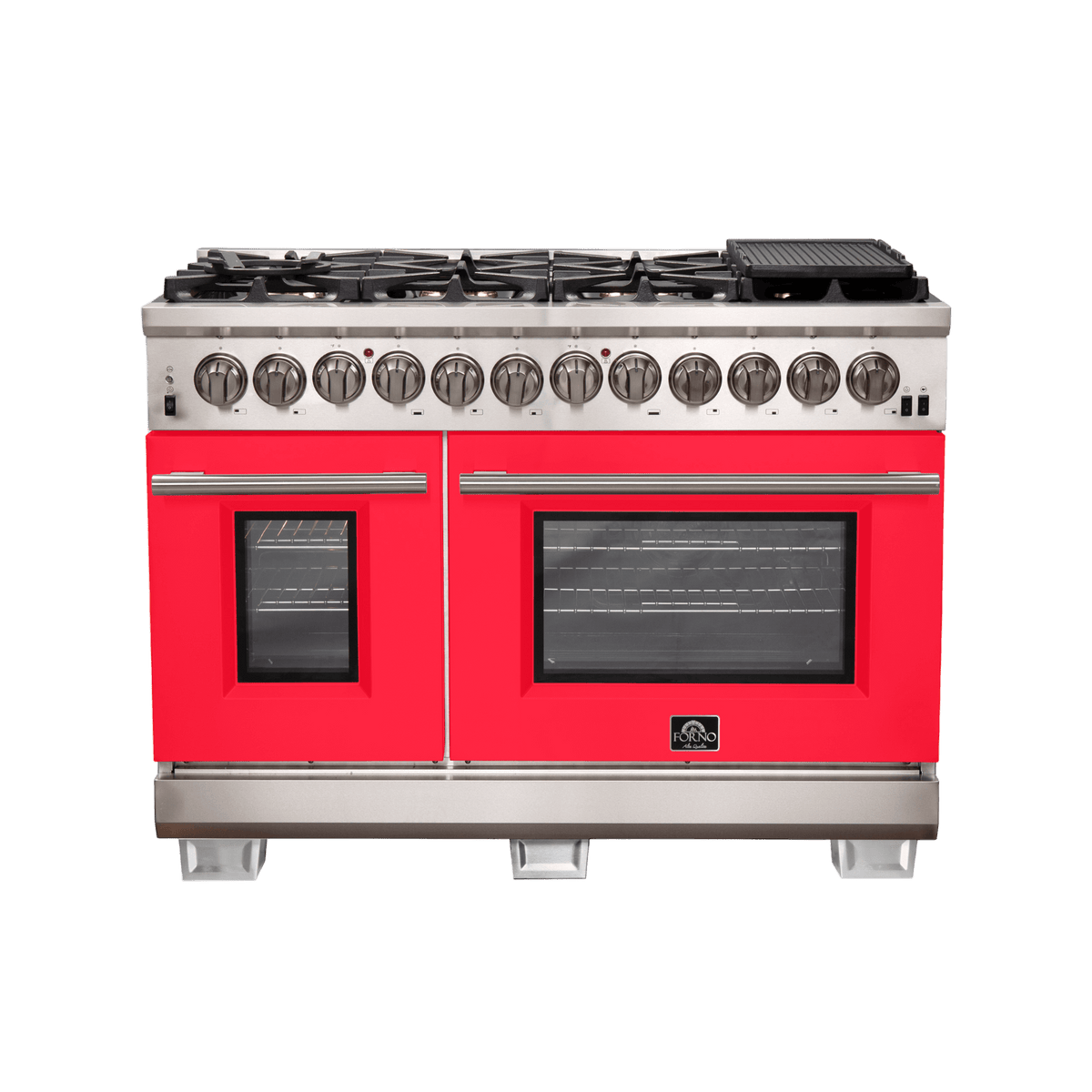 Forno Capriasca 48" Professional Freestanding Dual Fuel Range in Red — Generation Eco Store