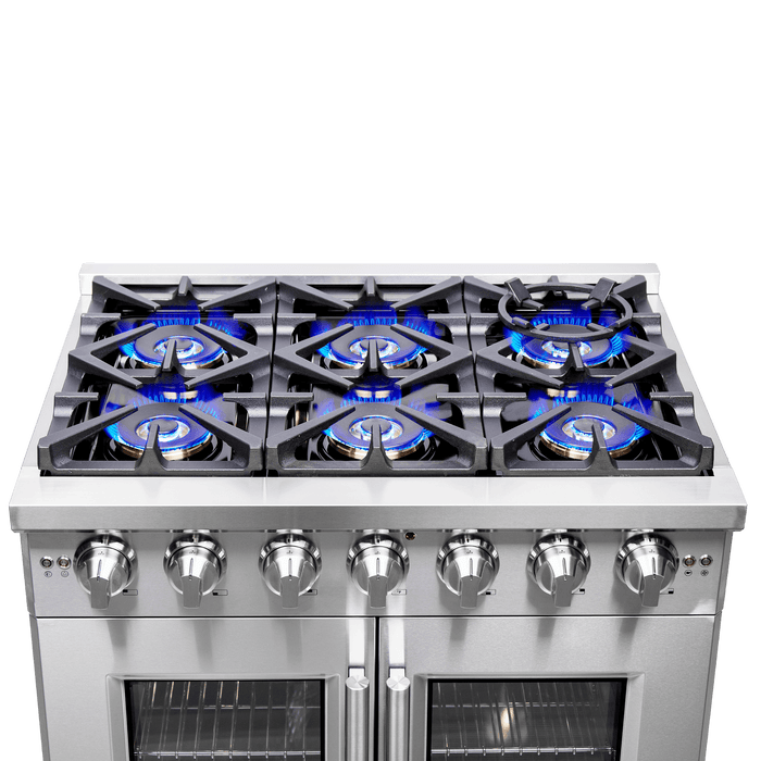 Forno 36" Professional Gas Range With French Door And 6 Sealed Burners