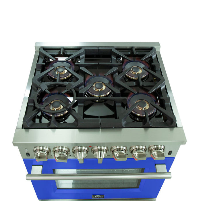 Forno 30 Inch Professional Freestanding Dual Fuel Range in Blue