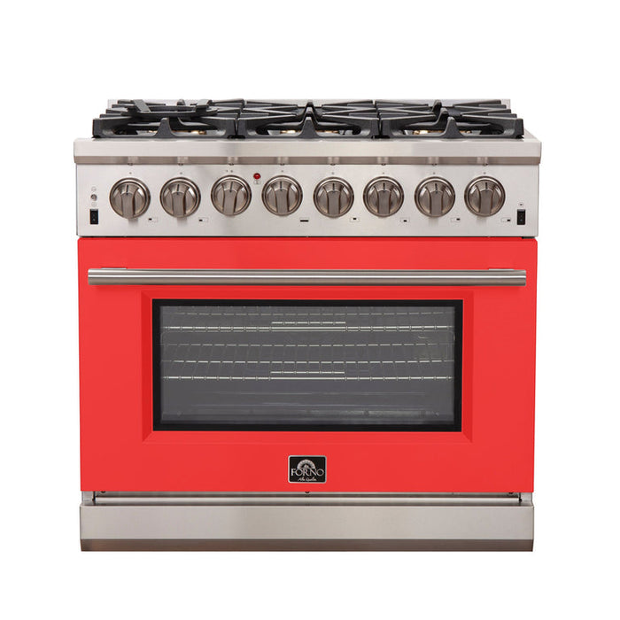 Forno Capriasca 36" Professional Freestanding Dual Fuel Range in Red