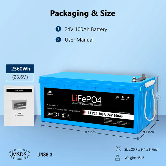 Sungold Power 4 X 24V 100AH LIFEPO4 Deep Cycle Lithium Battery Bluetooth / Self-Heating / IP65.   At  Generation Eco Store