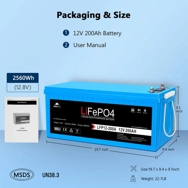 Sungold Power 2 X 12V 200AH LIFEPO4 Deep Cycle Lithium Battery Bluetooth / Self-Heating / IP65.   At  Generation Eco Store