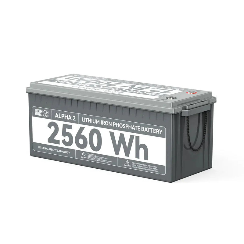 Rich Solar ALPHA 2 12V 200Ah LiFePO4 (Lithium Iron Phosphate) Battery w/ Internal Heat Technology and Bluetooth.   At  Generation Eco Store