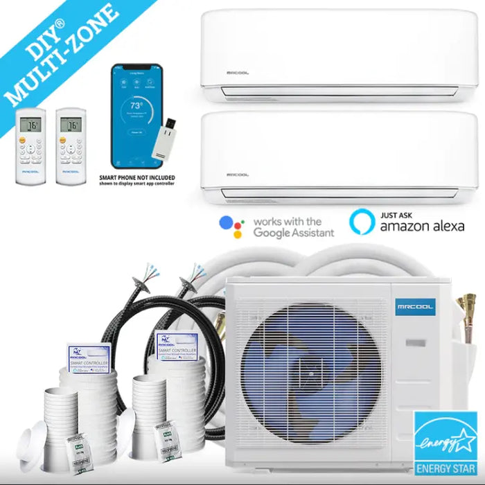 MRCOOL DIY Mini Split - 18,000 BTU 2 Zone Ductless Air Conditioner and Heat Pump with 25 ft. Install Kit.   At  Generation Eco Store