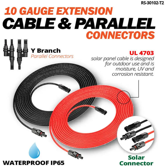 Rich Solar 10 Gauge 50 Feet Solar Extension Cable and Parallel Connectors.   At  Generation Eco Store