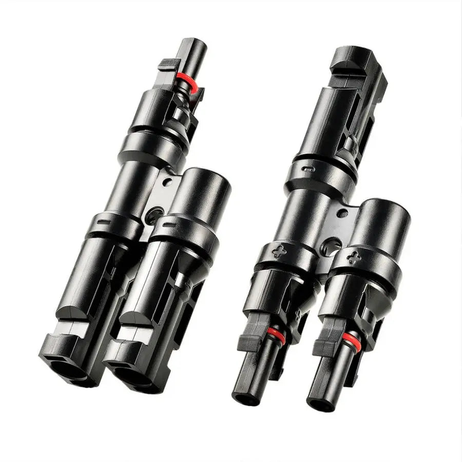 Rich Solar 10 Gauge Solar Panel Extension Cable with Male and Female Solar Connector Ends and Parallel Connectors | Pair of 10AWG Red and Black Extension Wire and Parallel Connectors - Generation Eco Store