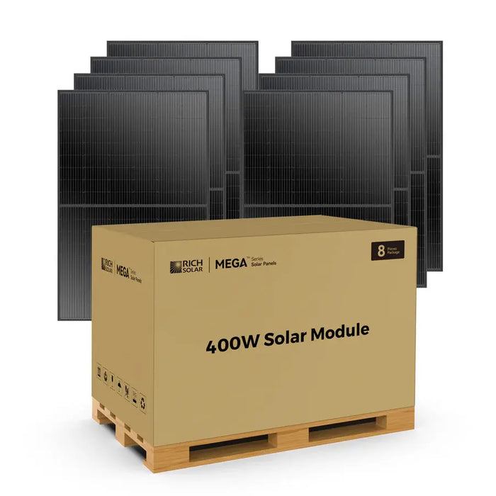 Rich Solar Mega 400 Watt Solar Panel (PALLET SHIPPING ONLY).  8-x-400-Watt-Solar-Panels At  Generation Eco Store