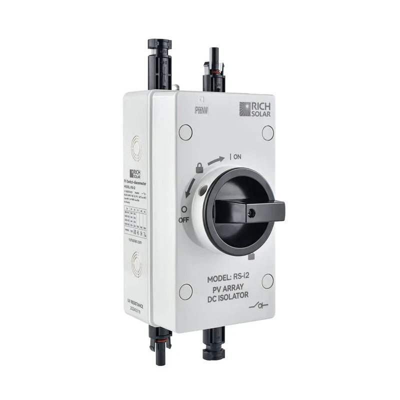Rich Solar PV DC Quick Disconnect Switch | Solar Array DC Quick Disconnect Switch | 1500 Volt 32 Amp | 2 Pole 1 String.   At  Generation Eco Store