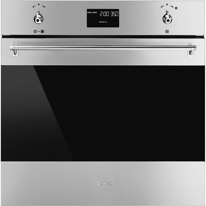 Smeg SFU6302TVX Classic Series 24" Stainless Steel and Smart-Black Glass Electric Single Wall Oven