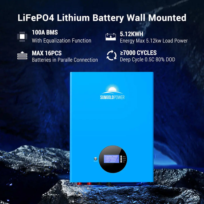 Sungold Power 5.12KWH Powerwall LIFEPO4 Lithium Battery SG48100M.   At  Generation Eco Store