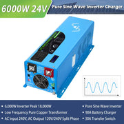 Sungold Power 6000W DC 24V Split Phase Pure Sine Wave Inverter With Charger.   At  Generation Eco Store
