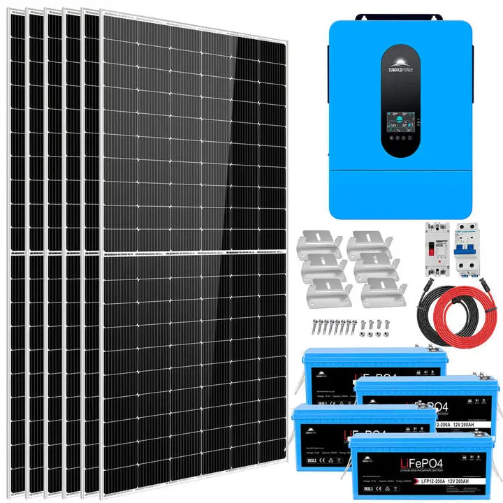 Sungold Power Complete Off-Grid Solar Kit 6500W 48V 120V output 10.24KWH Lithium Battery 2700 Watt Solar Panel SGK-65PRO