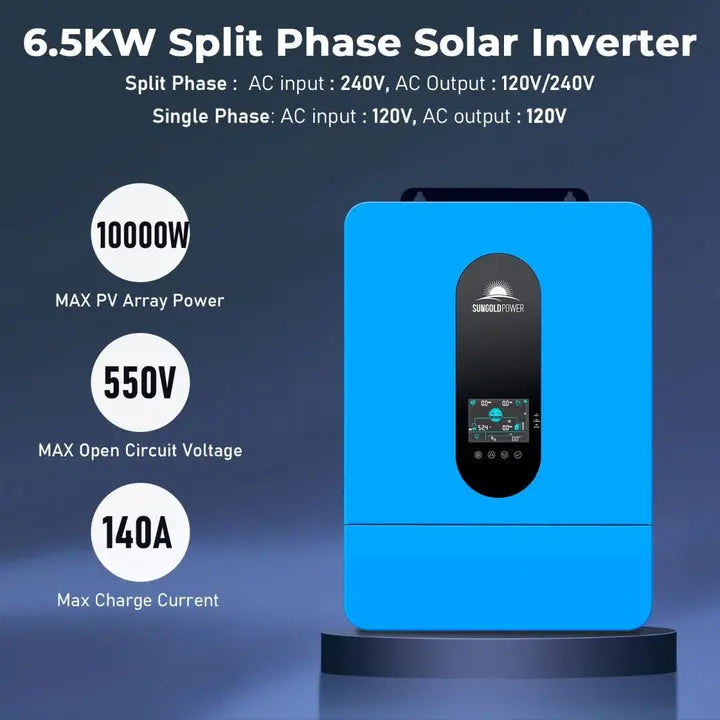 Sungold Power Complete Off-Grid Solar Kit 6500W 48V 120V output 10.24KWH Lithium Battery 2700 Watt Solar Panel SGK-65PRO