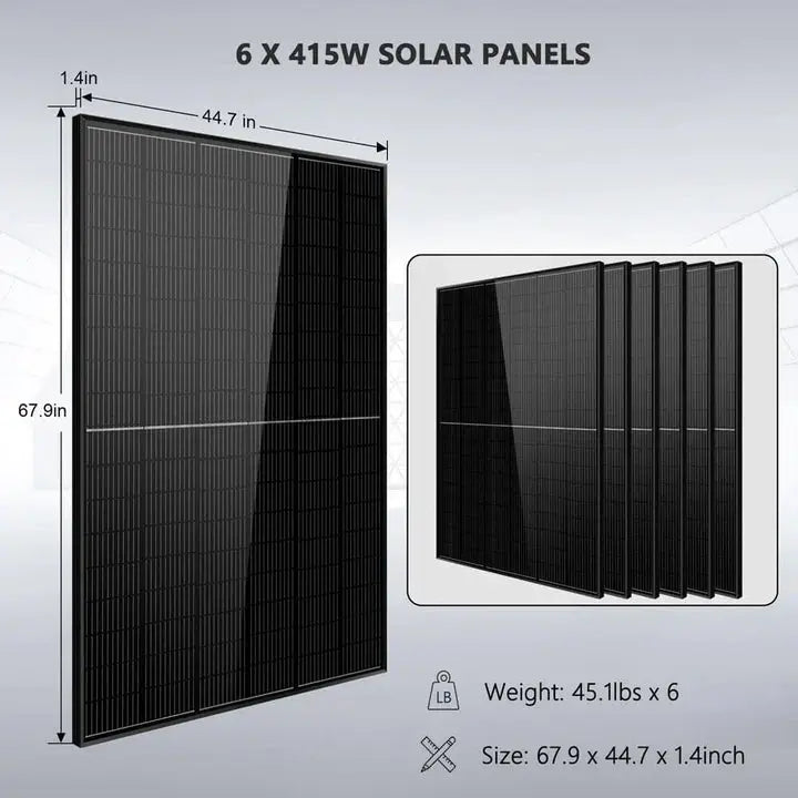 Sungold Power Off-Grid Solar Kit 5000W 48VDC 120V LIFEPO4 10.24KWH Lithium Battery 6 X 415 Watts Solar Panels SGR-5KE.   At  Generation Eco Store