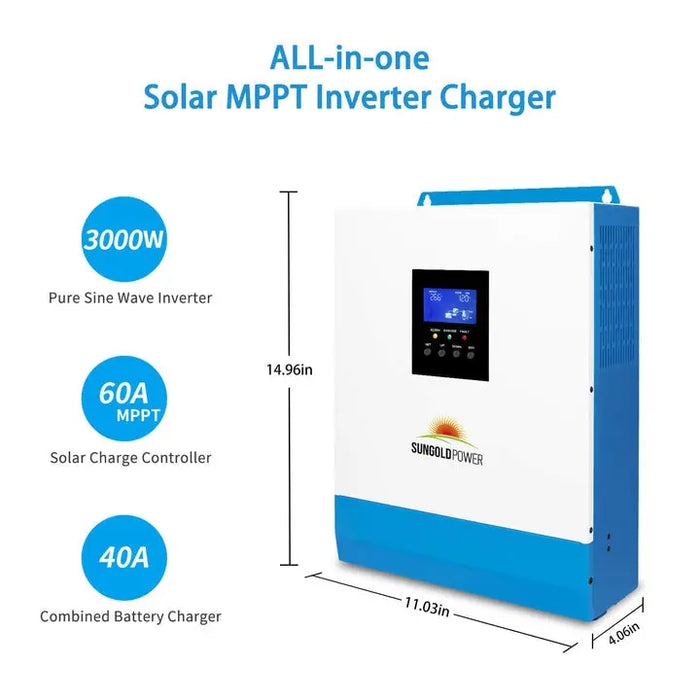 Sungold Power Solar Kit 3000W 24V Inverter 120V Output Lithium Battery 800 Watt Solar Panel SGKT-3PRO.   At  Generation Eco Store