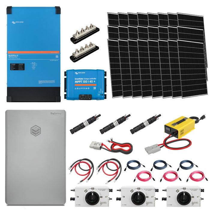 Victron MultiPlus-II 48V 10,000W Inverter/Charger | 48V Rhino 2 14.3kWh LiFePO4 Battery | 24 x 410W Rigid Solar Panels