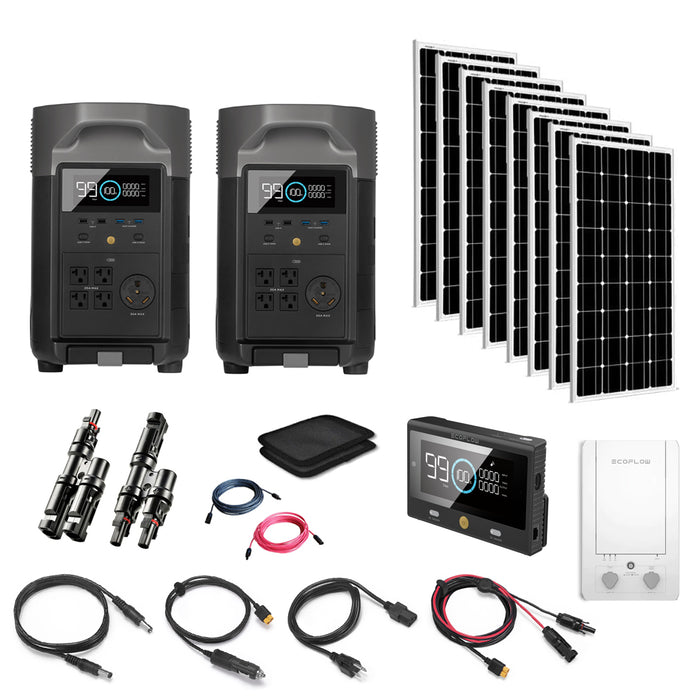 Total Solar Kit - 7.2kW 120/240V Output / 7.2kWh Battery Bank + 8 x 200W 12V Solar Panels | Smart Home Solar Kit