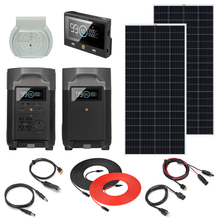 EcoFlow DELTA Pro 3.6kW 7.2 KWH System with 400-1600 Watts of Rigid Solar Panels kit