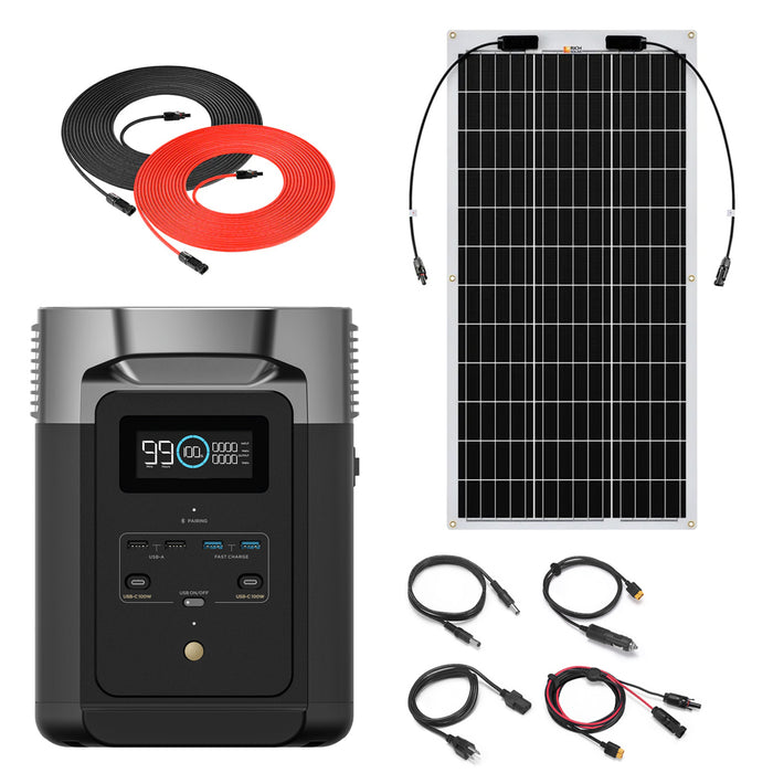 EcoFlow EcoFlow DELTA 2 1024Wh 1800W Power Station | 100W Flexible Mono Solar Panels Kit