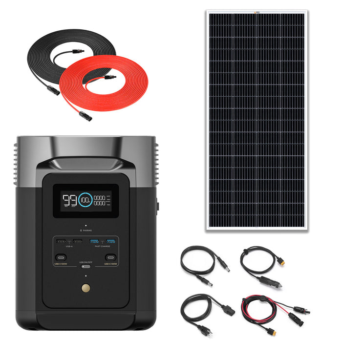 EcoFlow DELTA 2 1024Wh 1.8kW Solar Generator | 200W Rigid Mono Solar Panels