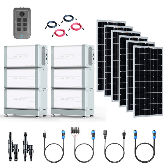 BLUETTI EP900 18,000W 120V/240V Portable Power Station | 19.8kWh Battery Backup | 6 x 200W Rigid Solar Panels
