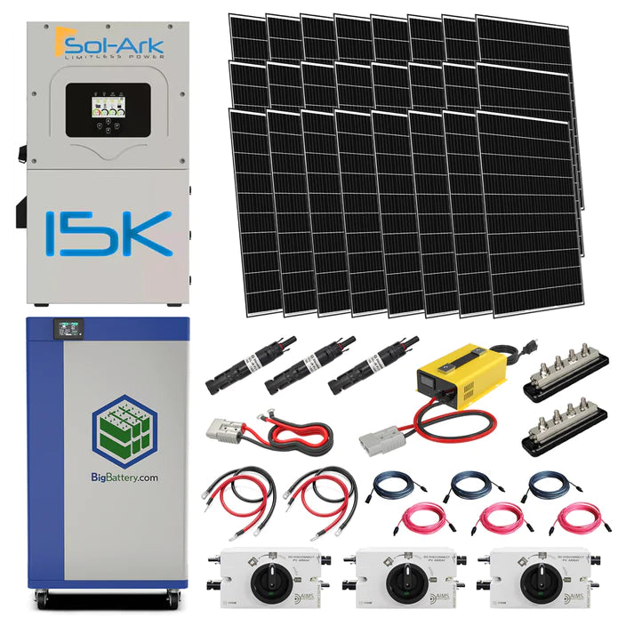 Sol-Ark 15K 120/240V Output Hybrid Inverter | KONG ELITE MAX 19kWh Lithium Battery | 30 x 410W Rigid Mono Solar Panels | Complete Off-Grid kit